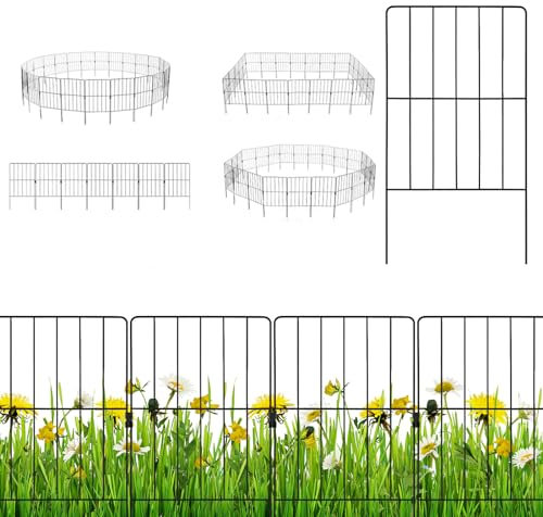 RELAX4LIFE Gartenzaun 25 Stück Set 33 x 61 cm, Teichzaun Metall, Gitterzaun mit 25 Zaunelemente, Beetzaun Metallzaun Steckzaun für Garten (25 Pack)