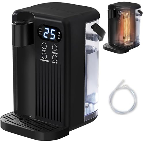 Hot Water Dispenser, Smart Touch Screen, Countertop Direct Drinking Compact Purifier, 3L, With Guide Tube,Black, 9.4 * 7.2 * 11.8inch)
