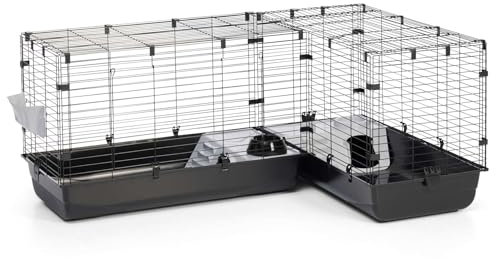 XXL Ecknagerkäfig Doppelkäfig für Kaninchen- und Meerschweinchenheim Cubix Corner