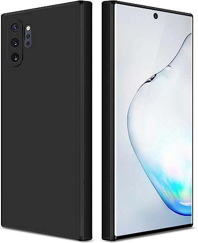 GiiYoon Case Compatible with Samsung Galaxy Note 10 Plus, Silky-Soft Touch Full-Body Protective Phone Silicone Case, Shockproof Cover with Microfiber Lining, Black