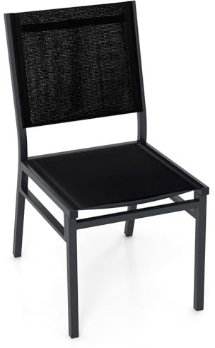 COSTWAY Gartenstuhl Alu, wetterfester Terrassenstuhl mit atmungsaktivem Sitz und Rückenlehne, Leichter Balkonstuhl ohne Armlehnen, bis 150 kg belastbar, für Garten, Balkon, Terrasse