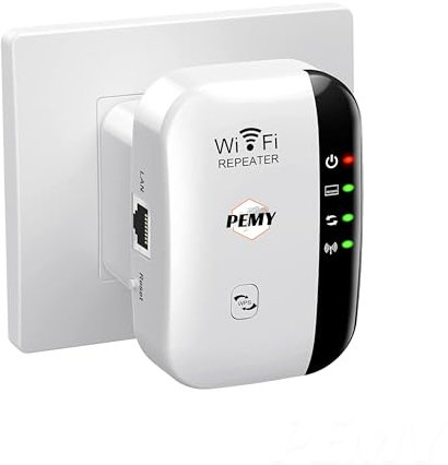 Ripetitore WiFi Ultra-Potente PEMY 1000Mbps 2.4Ghz / 5Ghz Amplificatore di Segnale WiFi Extender, Boost di Collegamento con Porta Ethernet RJ45, Protezione WPS, Copertura 600 m²