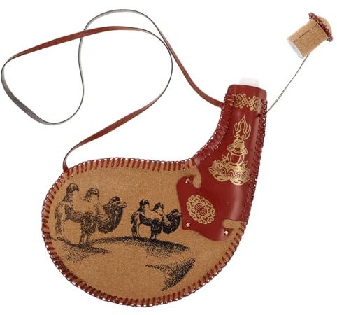 Alipis Leder Wasserbeutel Traditioneller Bota-Tasche Wein-Flasche Tragbar Praktisch Familie Reisen Outdoor Compact Leicht Haltbar Verschleißfest
