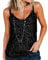 AirMood Frauen Sexy U-Ausschnitt Sparkle Shimmer Tank Westen Pailletten Tops Disco Pailletten Tank, Schwarz, S