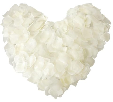 Tucnoeu 1200 Stück Künstliche Rosenblätter Deko Rosenblätter für Hochzeiten Geeignet für Antrag, Hochzeit, Valentinstag, Party-Dekoration(Weiß)