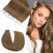 Rich Choices Tape Extensions Echthaar Tape in Extensions 55cm 20 Stück #6 Hellbraun Haarverlängerung Echthaar Remy Seidig Gerade Invisible Tape ins Haar Extensions Natürliche Haarverdichterung