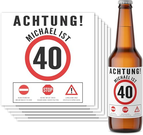 Bieretiketten personalisiert 40. Geburtstag Männergeschenk Bier Geschenk für Männer Geburtstagsgeschenk Flaschenetikett Bierflaschen Etiketten 6 Stück | 9x9 cm