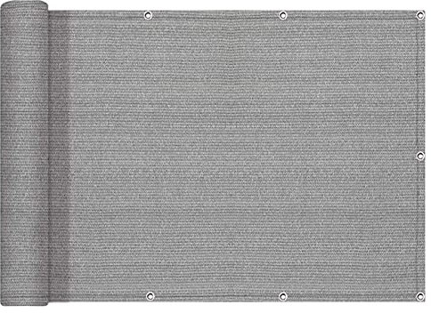 Brise-vue pour balcon - 1,5 m de haut - Avec boutonnière - Anti-UV et résistant aux intempéries - Gris - 80 x 350 cm