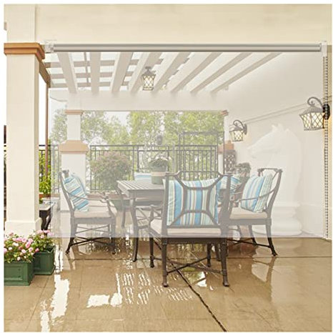 Store enrouleur d'extérieur en vinyle transparent, imperméable, coupe-vent, transparent, pour jardin, balcon, terrasse, 60 x 100 cm