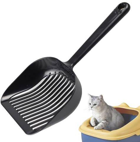 Cat Poop Scoop, Non Stick Kitten Litter Sifter, Pet Extended Cat Litter Scoop, Deep Shovel, Litter Scoop for Cats with Non-Slip Handle, Pooper Lifter with 5mm Golden Spacing Aperture for Maximum Cover