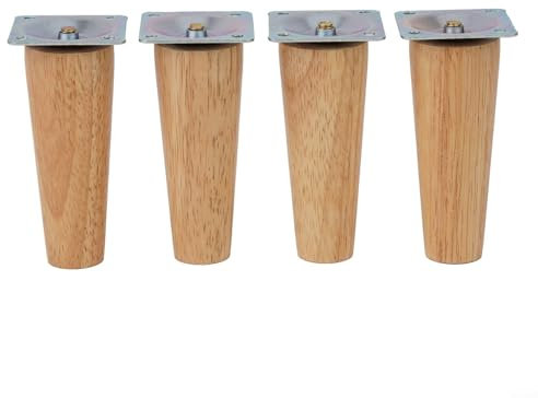 Sumsoctober Lot de 4 pieds de meubles en bois massif - Pieds de canapé - Vis de meubles en bois massif - Droites - 15 cm - Droites - 10 cm