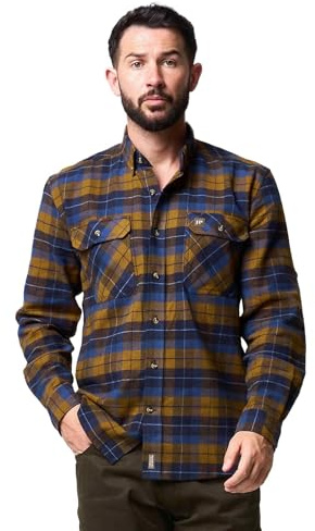 JACK PYKE Bleasdale Heavy Flannel Shirt Navy Russet X-Large