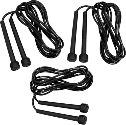 Verstellbares, rutschfestes Springseil-Set für Erwachsene, 3 Stück, Springseil, Seilspringen, Training, Körperfitness, Fettverbrennung, Boxen, Crossfit und MMA (3 Schwarz)