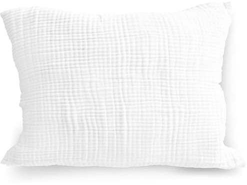 PinkZebra Bio-Musselin Kissenbezug 35 x 40 cm für Kinder & Erwachsene, weicher, Kopfkissenbezug GOTS-Zertifizierung, Made in EU, Kissenhülle mit Reißverschluss, Weiß