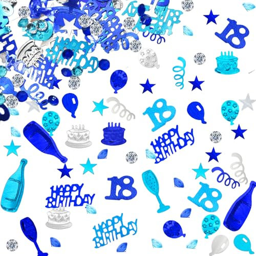 18 Konfetti Deko Geburtstag 18 Geburtstag dekoration Confetti 18. Streudeko Blau Silber Frauen Männer
