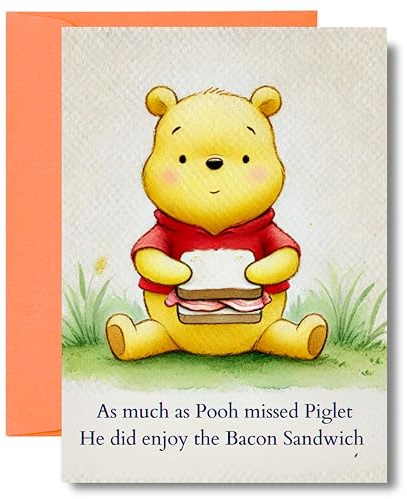 Funny Bacon Sandwich Birthday Card For Dad Brother Friend JBS55 | Food Lover Card, Cute Bear Joke Card, Pooh Bear