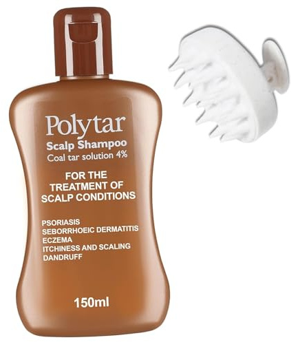 Scalp Shampoo with Silicone Scrubber, 150ml, Coal Tar Treatment for Dry Itchy Scalp