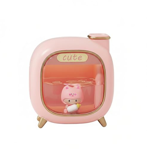 【New】LogikOrt 500ml Ultrasonic Humidifier - 36dB Quiet Dual Nano Mist, Night Light, Essential Oil Compatible, Auto Shut-Off, Compact for Small Rooms (10-30㎡) (Pink/Green/White) (Girl pink)