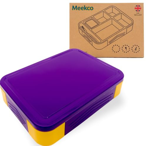 Meekco Adult & Kids Lunch Box with Compartments – Large Capacity, Leakproof, BPA-Free, Heat Resistant, Microwave & Dishwasher Safe Snack Box – Bento Box with Cutlery & Separate Pot from UK Seller