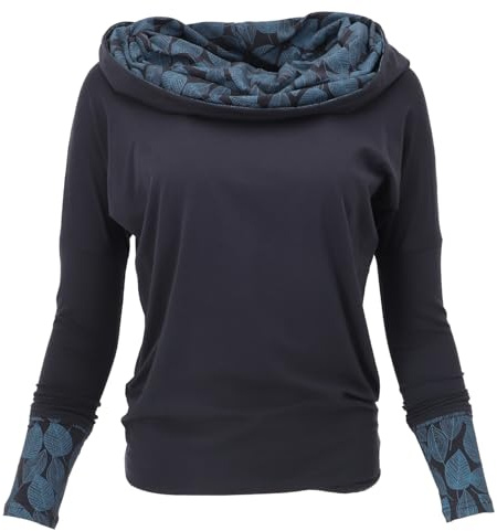 GURU SHOP Lockeres Longshirt aus Bio-Baumwolle, Schalkapuze, Nachtblau, L