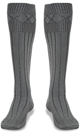 YAS Designer Socks For Men Wool Traditional Scottish Socks Warm Kilt Comfortable Hose Casual Wedding Sports Leg warmers (UK, Alpha, Regular, Regular, M, DARK GREY)