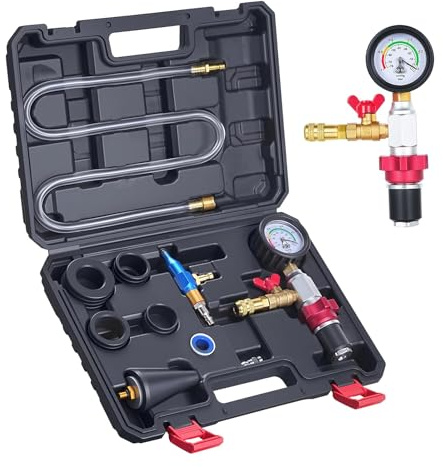 BILITOOLS Kit Remplissage Liquide de Refroidissement sous Vide 10 pcs | purgeur circuit refroidissement avec adaptateurs, outil universel pour remplissage et purge