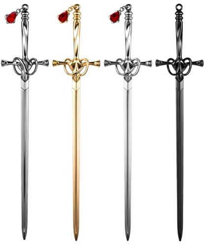 4 Stück Haarstab Haarstäbchen Haarnadel Chinese Hair Pin Haarpfeil Hair Chopsticks Chinesischer Haarschmuck Lesezeichen Schwert Bookmark Retro Kommt Mit Kristall Anhänger Hairpin für Leseliebhaber