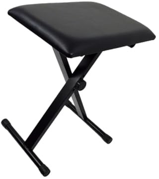 ELAYARD Höhenverstellbarer X Style Klavierhocker mit Polster Faltbarer Piano Stool aus Robustem Stahl rutschfest und Komfortabel Geeignet für Mädchen und Keyboard Piano Zubehör Schwarz
