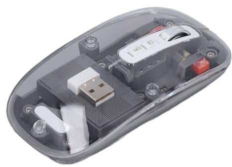 HUSHUI Wireless Mouse, 3 Mode Transparent Shell Adjustable DPI Rechargeable, with USB Receiver and Magnetic Cover, for PC Laptop Tablet Smartphone (Grey)