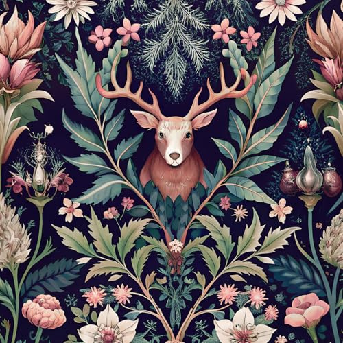 Uooar Deer and Nature Wallpaper Forest Contact Paper 44 x 508cm | Removable Waterproof Vinyl Self Adhesive Peel and Stick Wallpaper for Bedroom Living Room Kitchen Cabinets