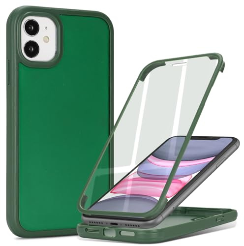 Zouzt Matte for iPhone 11 Case 6.1 Screen Protector, Dark Green | 360 Full Body, Translucent Matte, Military Grade Drop Proof, Rugged Shockproof Protective, Anti-Fingerprint Phone Case