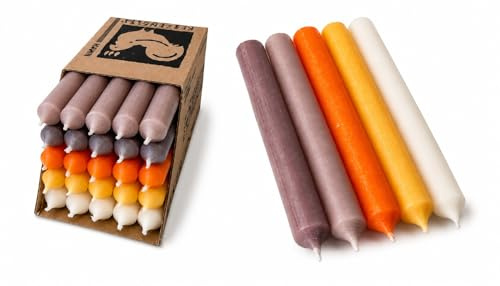Bunte Stabkerzen Set 25 Stück – 18 cm – Ø 2,2 cm – durchgefärbt & tropffrei – Made in Germany – Kerzenfarm Hahn Premium Tafelkerzen Farbmix „Seventies“ – 8 Std. Brenndauer - Tafelkerzen (Set 20)