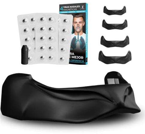 ETISEN, Tiras Nasales Magnéticas 60 Parches Transparentes (30 Días) + Aplicador Magnético y Guía QR – Antirronquidos, Dilatador Nasal para Dormir y Deporte, Mejora la Respiración y Oxigenación (Negro)
