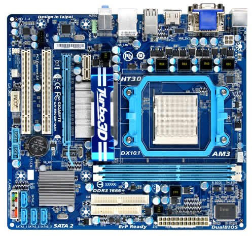 GigaByte GA-880GM-D2H Mainboard Sockel AMD AM3 880G 2 x DDR3 Speicher Mikro ATX