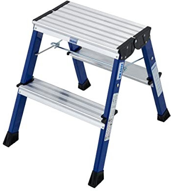 KRAUSE | Alu-Klapptritt | mit Rollen | 2 x 2 Stufen | blau