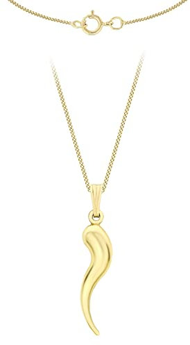 CARISSIMA Damen-Kette mit Anhänger 9ct Medium Horn Pendant on Curb Chain 375 Gelbgold 46 cm - 1.45.4544