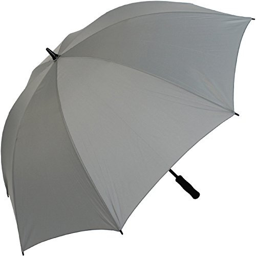 iX-brella Leichter Voll-Fiberglas- Regenschirm für 2 Personen - Größe XXL - sehr stabil - Golfschirm (Grau)