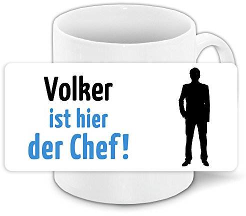 Tasse mit Motiv und Namen - Volker ist der Chef - | Büro-Tasse | Lustiger Becher