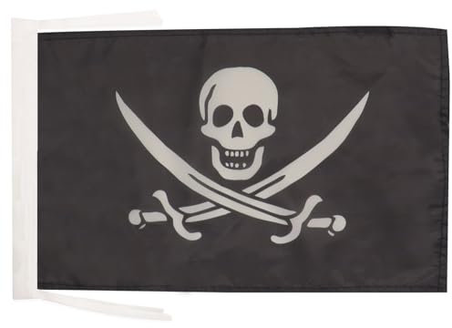 AZ FLAG Bandera Pirata Jack Rackham 45x30cm - BANDERINA con Calavera - Piratas 30 x 45 cm cordeles