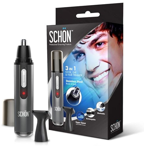 Schon Tondeuse pour nez rechargeable en acier inoxydable