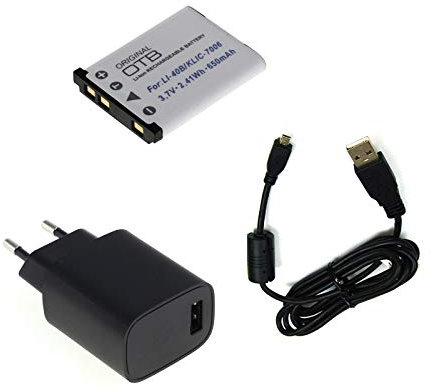 bg-akku24 Ladegerät, Akku und Ladekabel, Datenkabel, USB-Kabel für Rollei Powerflex 440, Powerflex 450, Powerflex 455, Powerflex 460, Powerflex 470, Powerflex 500, Powerflex 550, Powerflex 600