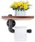 siismi Toilettenpapier-Halter Dekoratives Wandregal DIY Industrial Iron Pipe Wandmontierte Toilettenpapierhalter mit Holzregal für Baddekor