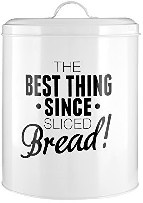 Premier Housewares 507480 Pun and Games Bread Bin, White 23 x 23 x 26 cm