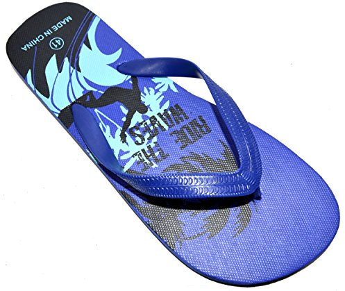 Octave® Mens Summer Beach Wear Flip Flops Collection - Surfing Design [Size UK 9 - EURO 43, Colour Blue Surfing Design]