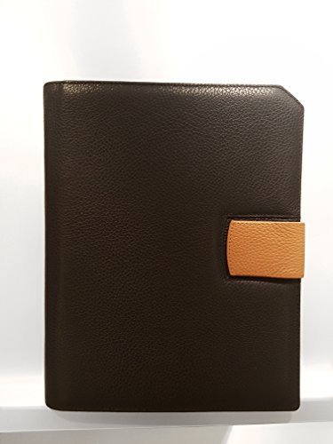 Tablet-Mappe/Terminplaner HelfRecht Mappe Office Tablet aus Leder/Personal Organizer/inkl. Wochenpläne für 2023 - schwarz, Lasche Cognac