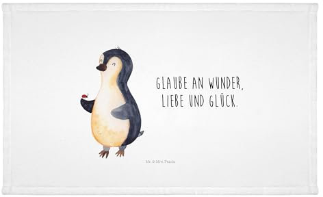 Mr. & Mrs. Panda 50 x 100 Handtuch Pinguin Marienkäfer - Geschenk, Glück, groß, Liebe, Handtücher, Wunder, aufmerksam, Kinder, Badezimmer