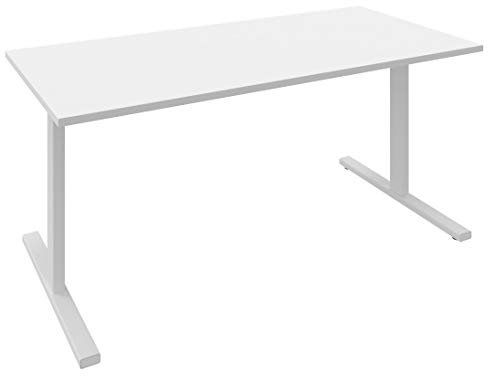 Profi Schreibtisch 160x80cm T-Easy Weiß Bürotisch Arbeitstisch Computertisch Büro, Gestellfarbe:Weiß