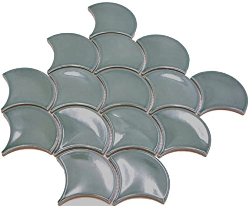 Mosaik Fliese Keramik Fächer petrol glänzend für WAND BAD WC DUSCHE KÜCHE FLIESENSPIEGEL THEKENVERKLEIDUNG BADEWANNENVERKLEIDUNG Mosaikmatte Mosaikplatte