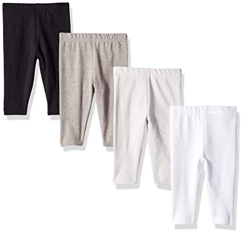 Hanes Ultimate Flexy - Leggings da bambina, in maglia, confezione da 3, Grigio/Nero, 12-18 mesi
