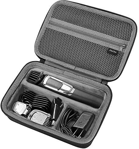 ProCase Hart Koffer Hülle Tasche für Philips Norelco Multigroom Series 3000 5000 7000 MG3750 MG5750/49 MG7750/49 Elektrischer Rasierer und Zubehör für Männer -Schwarz